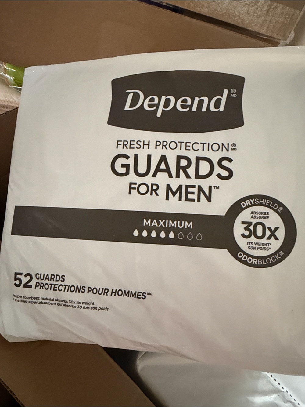 Depend Fresh Protection Guards for Men - Maximum Absorbency 52 count